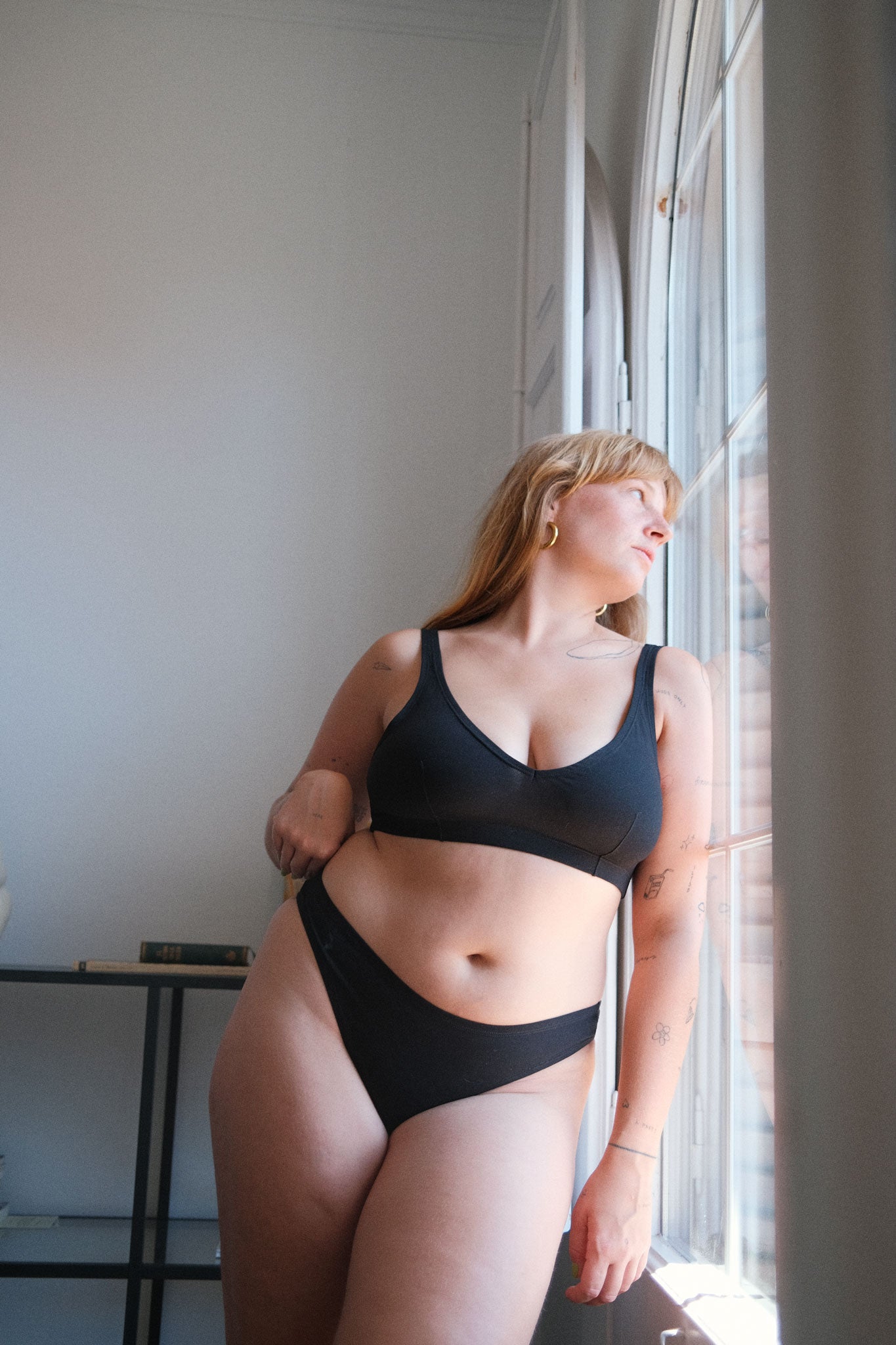 Meryl cotton high cut panties- black