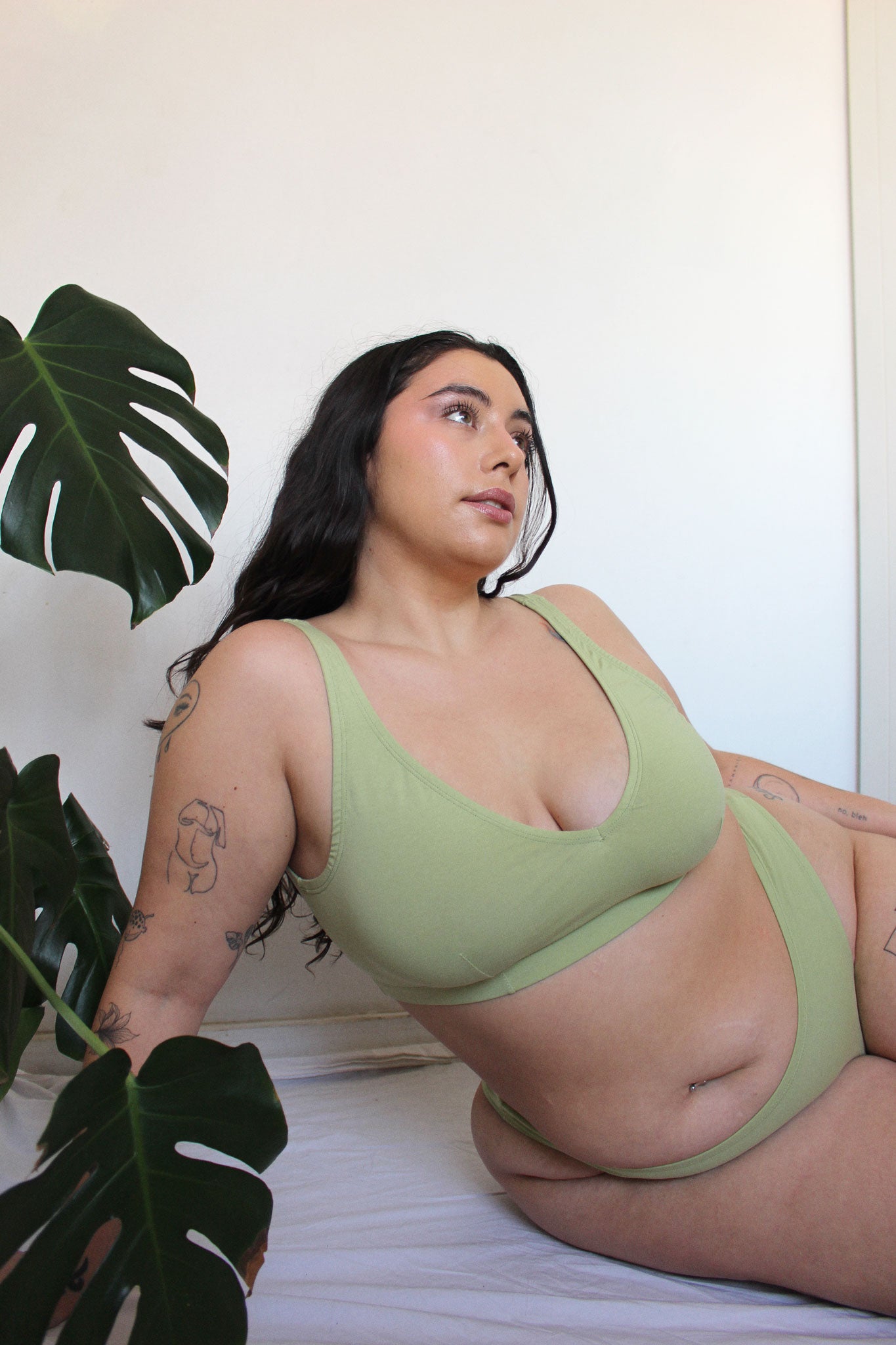 Alba cotton bralette - dancing green