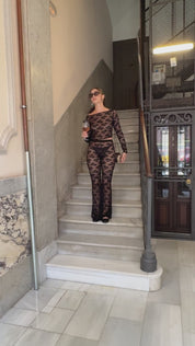 Cher lace pants - black