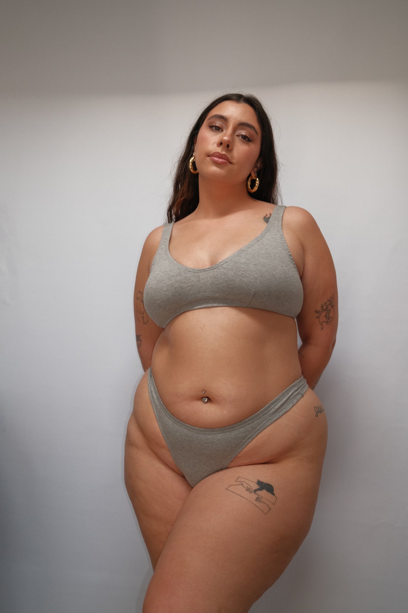 Toru & Naoko lingerie - Lexi cotton thong- grey