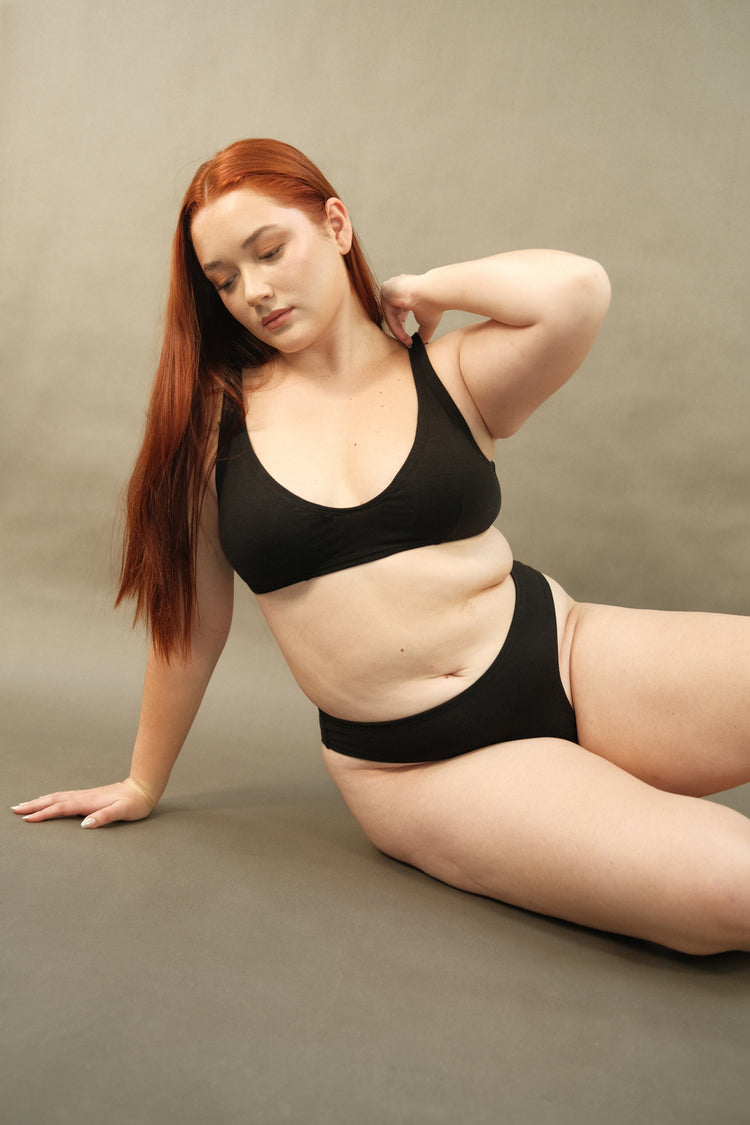 Toru & Naoko lingerie - Val cotton high cut panties- black