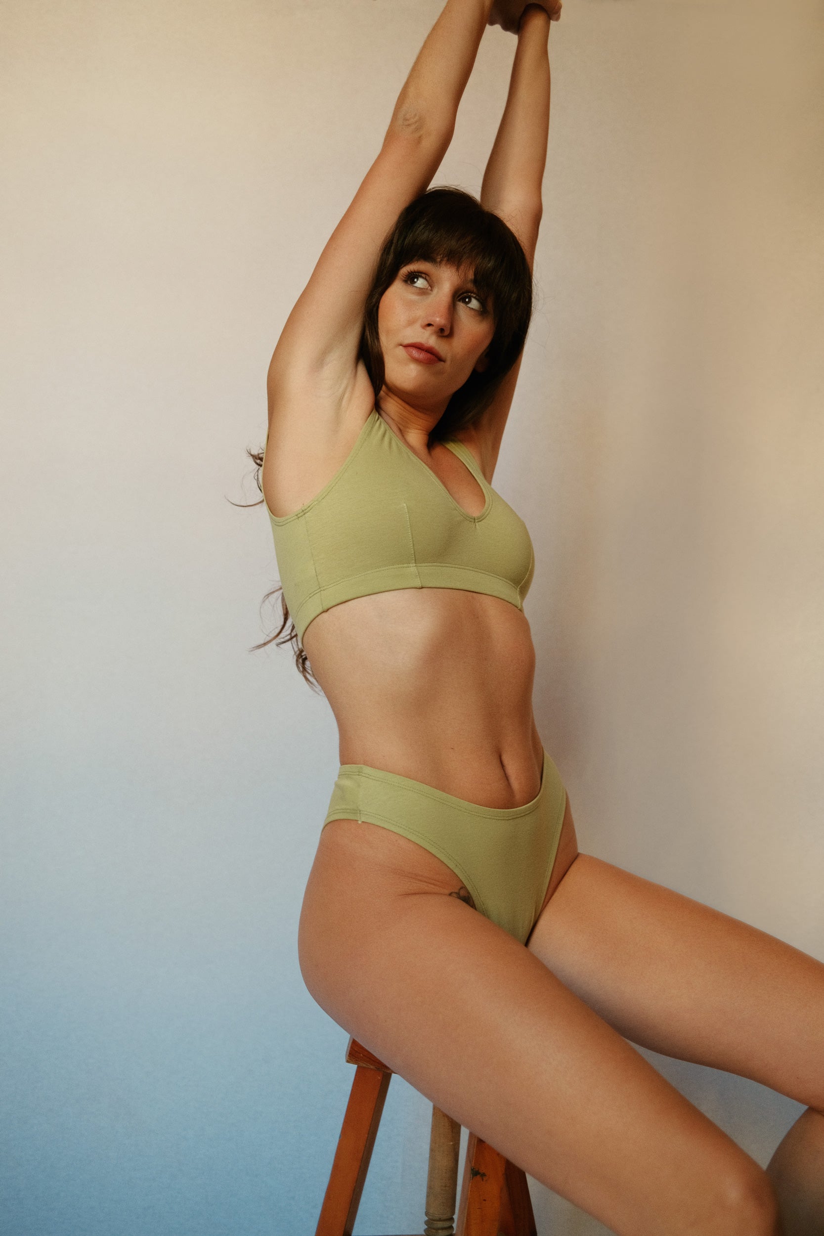 Meryl cotton high cut panties- dancing green