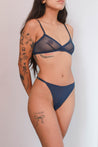Toru & Naoko lingerie - Kyla adjustable thong- blue mesh