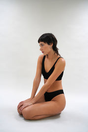 Meryl cotton high cut panties- black