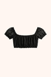 Amalia ruffle top - black