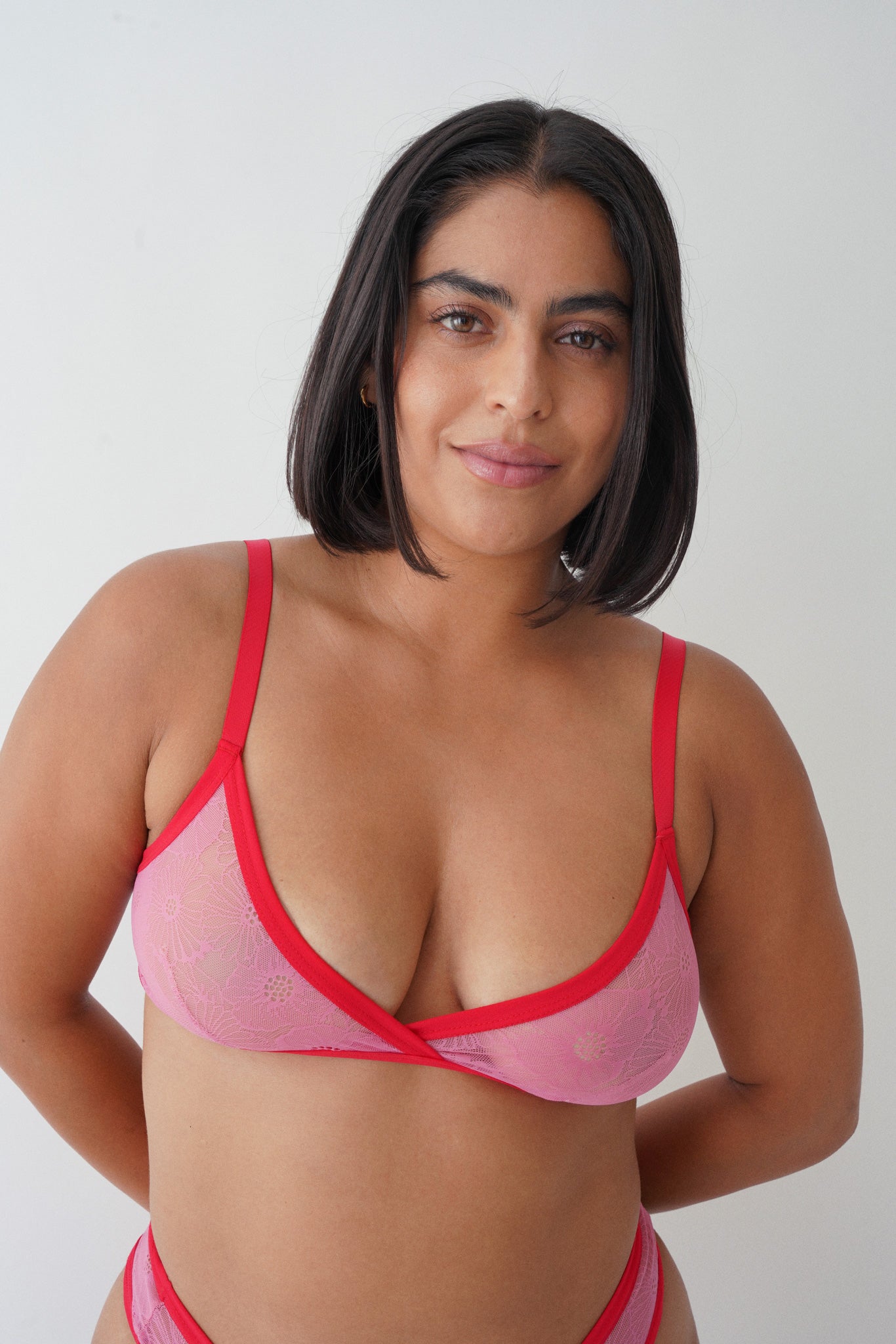 Bowie triangle bralette- Wildflower pink