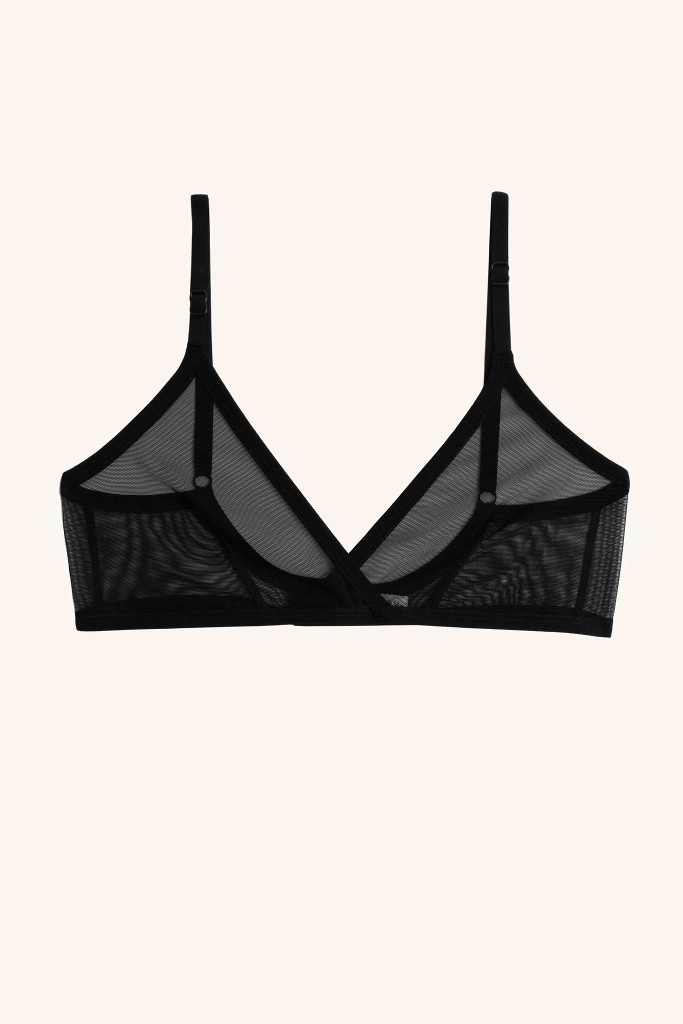 COS Mesh-Trimmed Soft-Cup Triangle Bra in BLACK