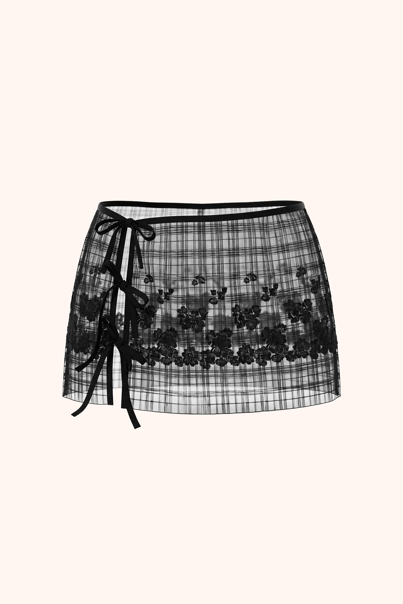 Flora sheer over skirt- Black
