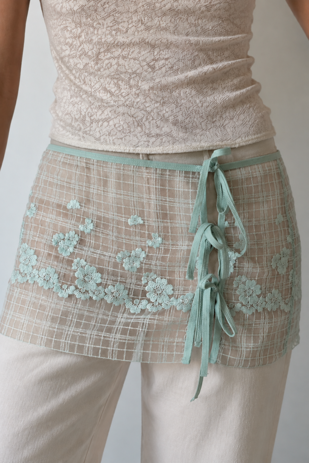 Flora sheer over skirt- Aquamarine