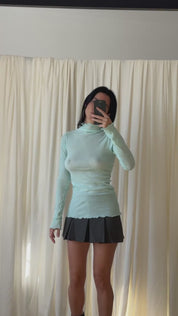 Second skin knit top- aquamarine