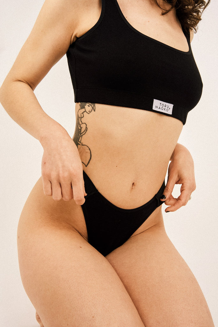 Toru & Naoko lingerie - Nina thong black cotton - x3 pack