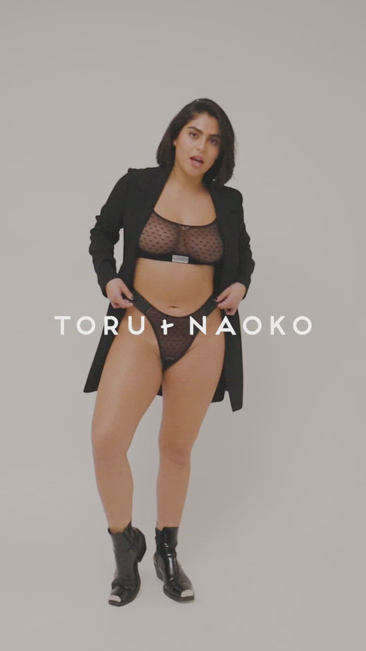 Nina thong - polka dot mesh
